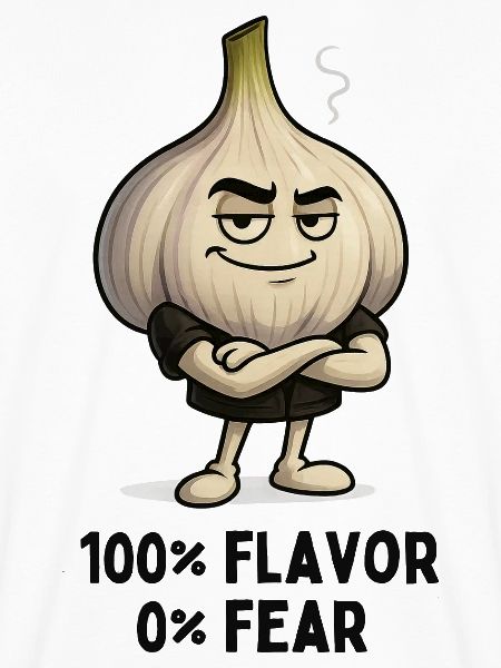 Knoblauch Attitüde: 100% Geschmack Karikatur 