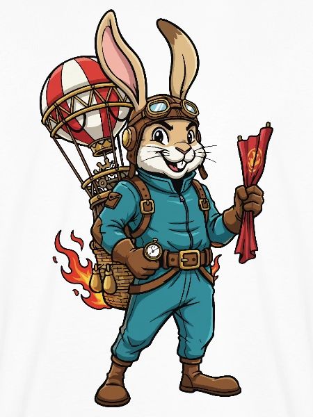 Rabbit Aviator Steampunk Heißluftballonflug