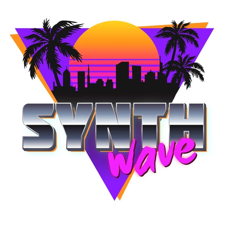 Synthwave City and Palms