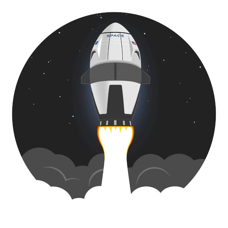 Space shuttle rocket flies into space