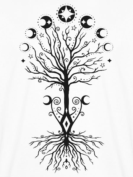 Yggdrasil Lebensbaum mit Mondphasen