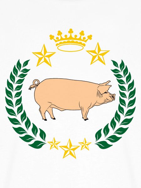 Schwein im Lorbeerkranz befleckt