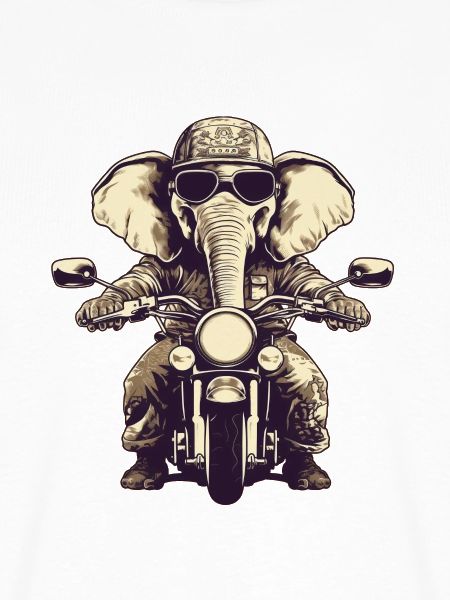 Elefant auf Motorrad