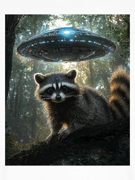 Waschbär Selfie mit UFO