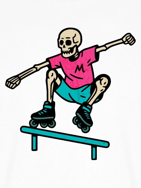 Neon Skelett grindet auf Inline-Skates