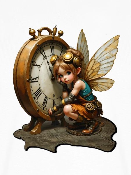Steampunk-Fee mit antiker Uhr