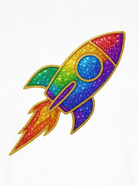 Regenbogen Rakete Glitzer Design