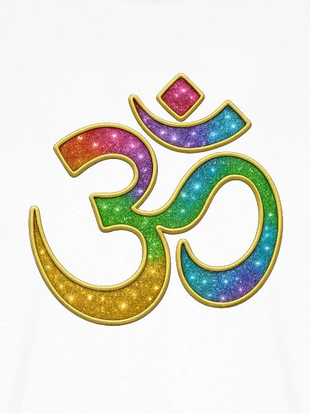 Regenbogen Om Symbol im Glitter-Design