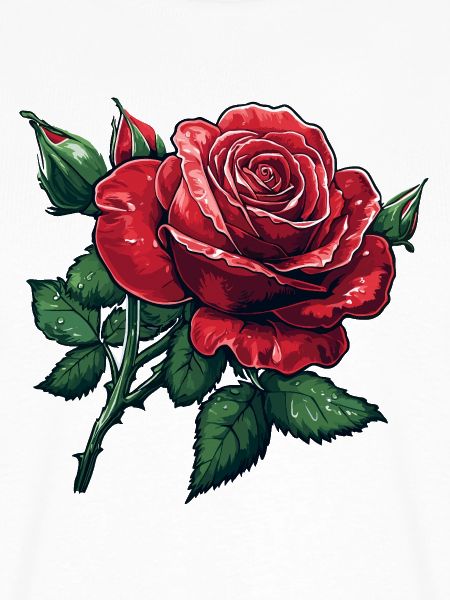 Rose mit Knospen und wassertropfen