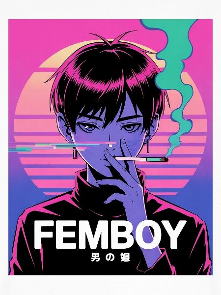 Vaporwave Femboy mit Glitch-Style