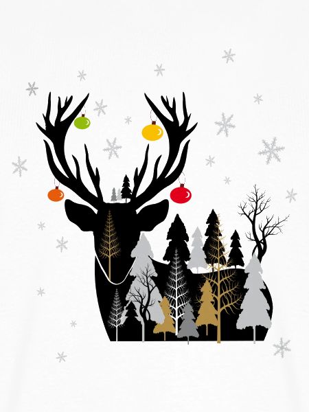 Winterwald mit Rentier 