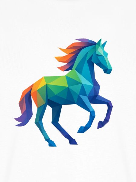 Buntes Low-Poly Pferd - Reiten