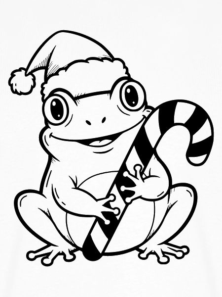 Weihnachtsfrosch mit Zuckerstange