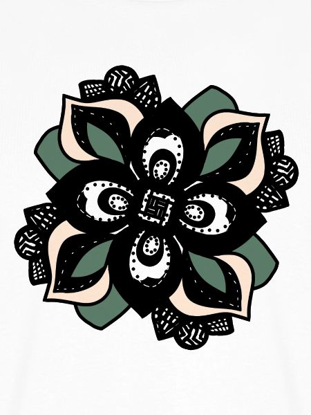 Blütenmandala Grün-Peach