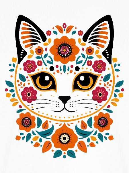 Blumenkatze im Folk-Art Stil