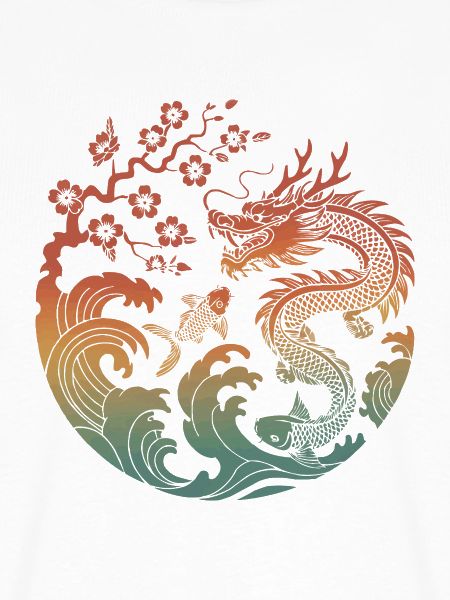 Drache & Koi Kreisdesign