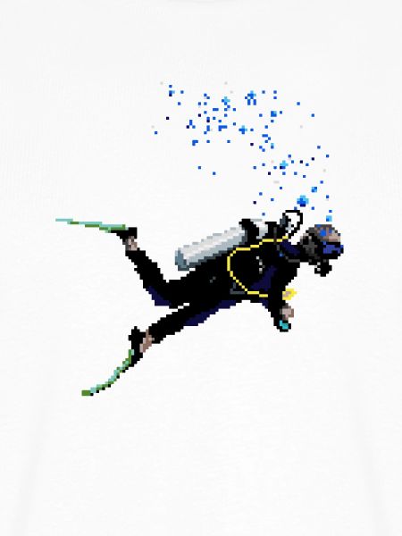 Retro Pixel Art Scuba Diver