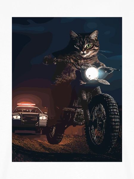 Nachtkatze auf Motorrad