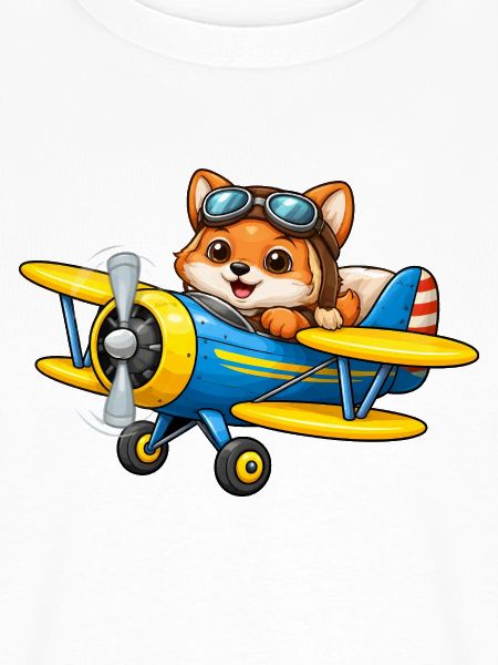 Fuchs Pilot Doppeldecker Flugzeug Cartoon  