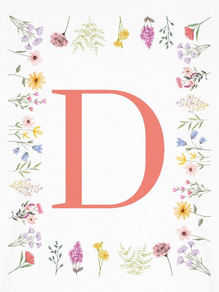 Florale Initialen "D", Buchstaben Monogramm 