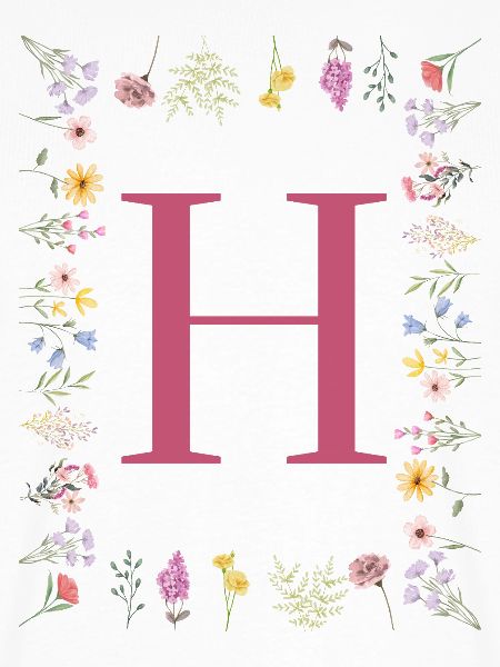 Florale Initialen "H", Buchstaben Monogramm