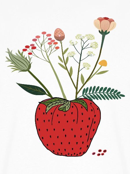 Erdbeere mit Blütenbouquet