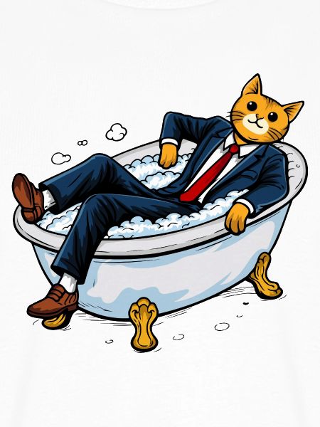 Firmenkatze in einer seifigen Badewanne