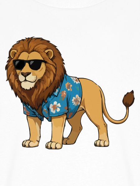 Löwe im Hawaii-Outfit