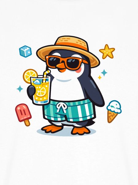 Sommer pinguin mit Drink