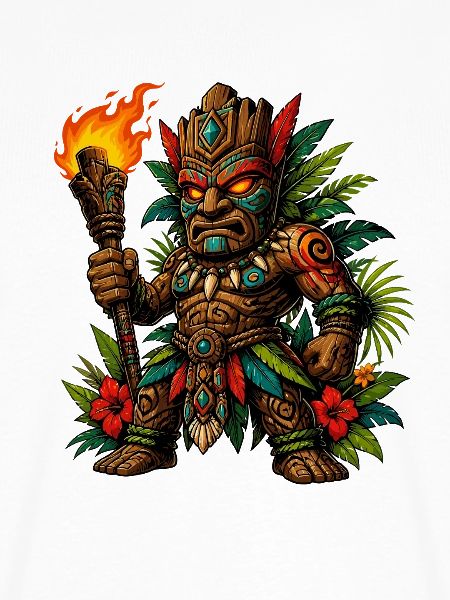 Tiki-Krieger mit Feuerfackel