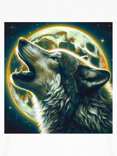 Wolf heult zum Vollmond