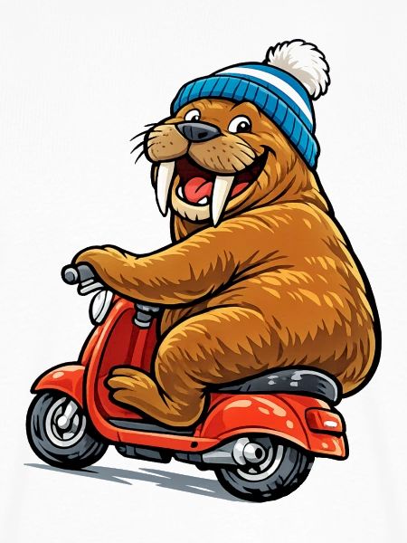 Walross auf dem Motorroller