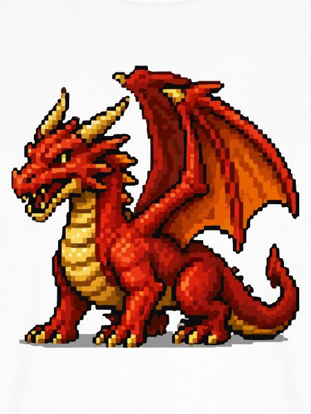 Pixeldrache Feuerrot