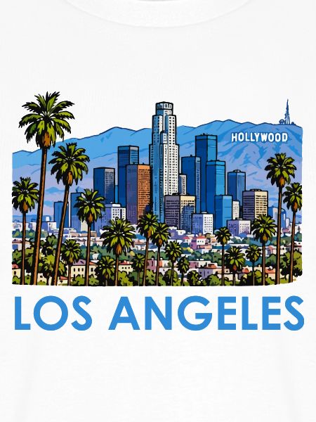Los Angeles Skyline Palmen Illustration