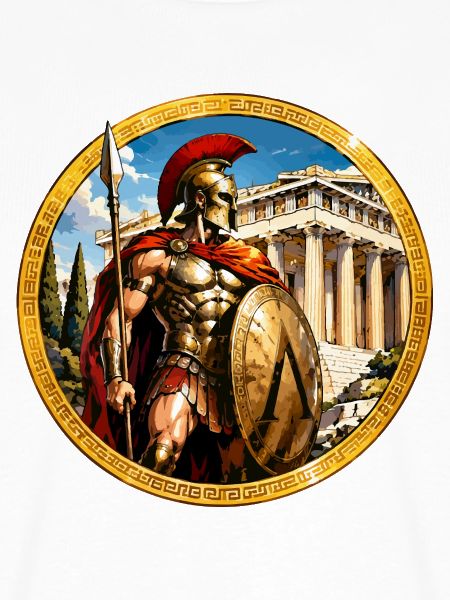Spartanischer Krieger vor Tempel