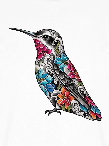 Kolibri Floral Tattoo-Stil