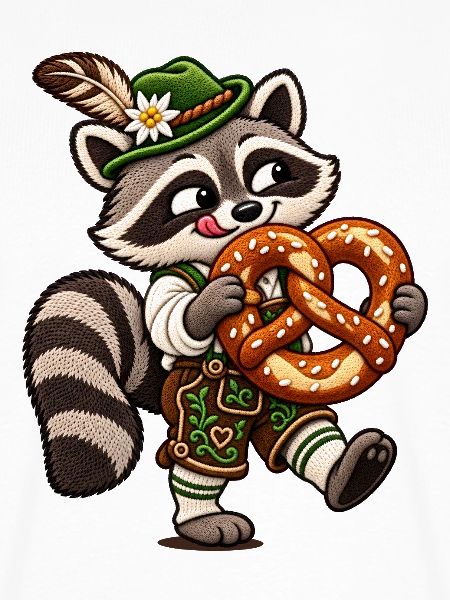 Waschbär mit Brezel 