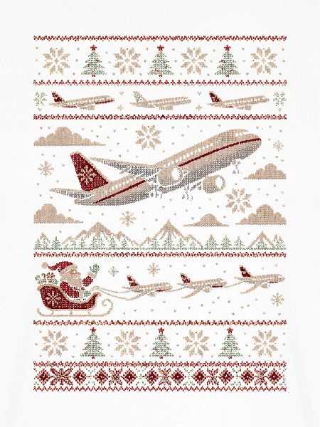 Weihnachtspullover mit Flugzeugmotiv