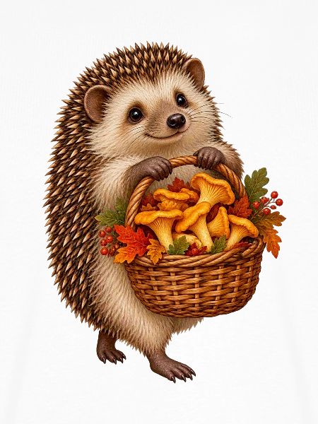 Igel beim Pilzsammeln