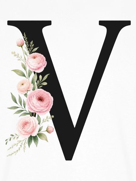 V Buchstabe Monogram Floral