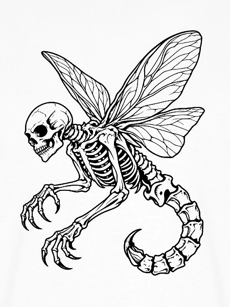 Geflügeltes Skelettskorpion – Gotische Kreatur