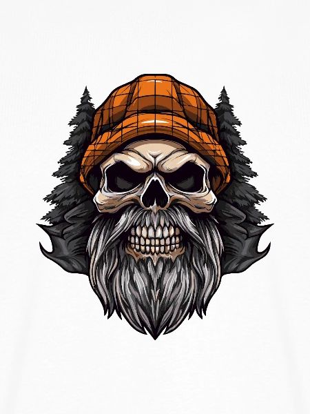 Totenkopf mit Bart und Mütze