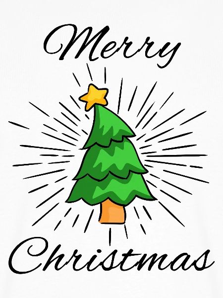Merry Christmas - Tannenbaum mit Stern, Strahlen