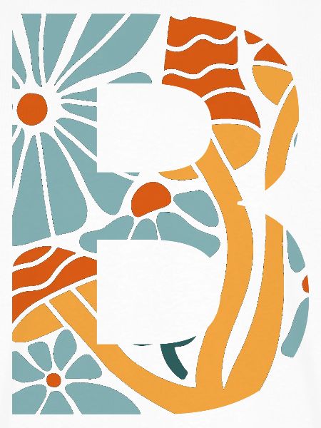 Buchstabe b groovige Blumen Geschenkidee