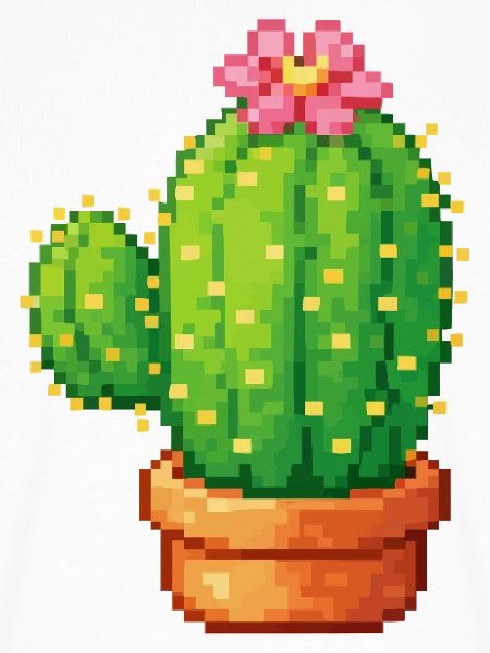 Pixelkaktus mit Blüte