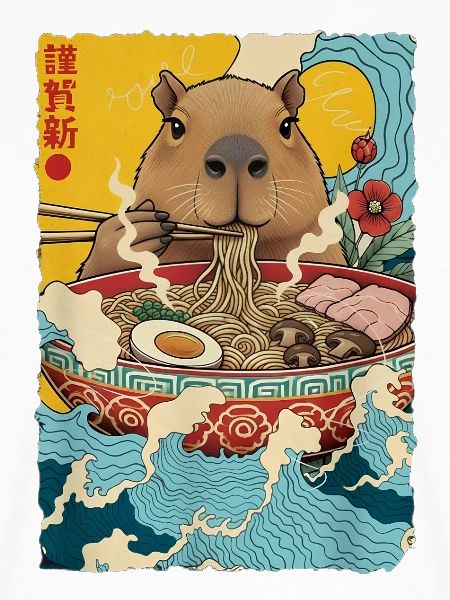 Capybara isst Ramen Nudeln