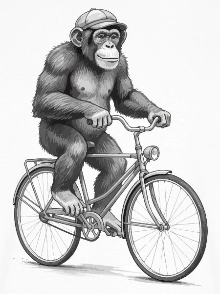 Monochromer Affen-Radfahrer