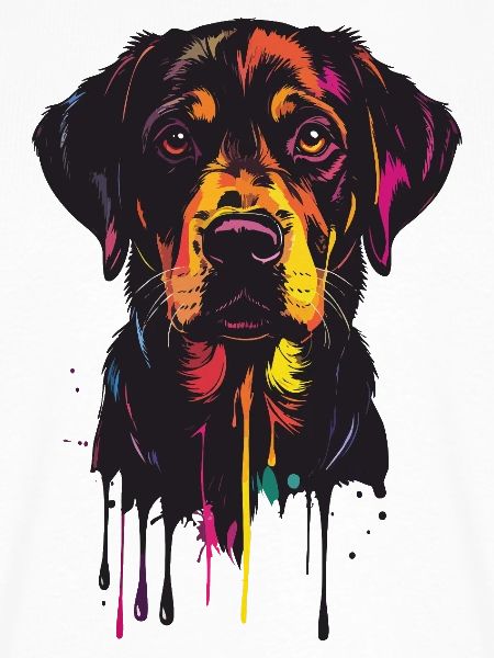 Buntes Hundeportrait Tropfen