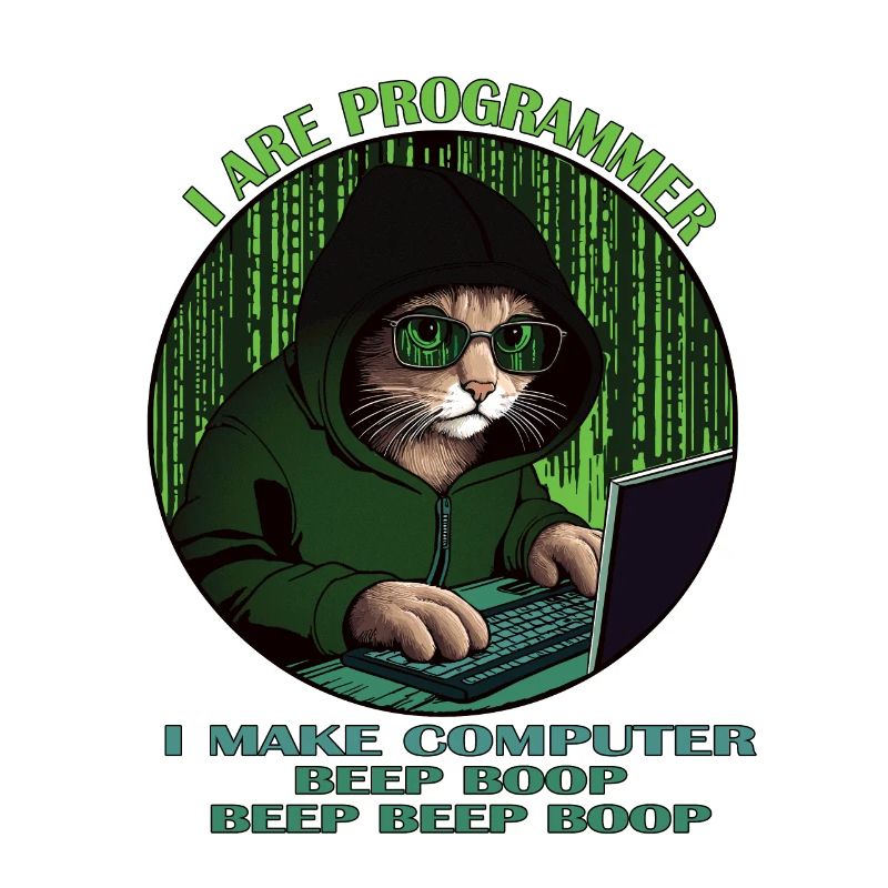 Ich bin Programmierer, grün, Programmierkatze