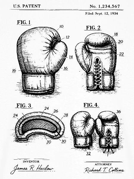 Boxhandschuhe Patentblaupause